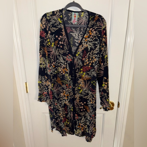 Johnny Was Tops - Johnny Was Multicolor Floral Button Down Duster Size Large